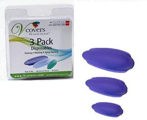 Vcovers 3 Pack, Assorted sizes in Purple, Women's intimate modesty and protection for shaving, waxing, bikini hair coloring and other bikini cosmetic procedures.