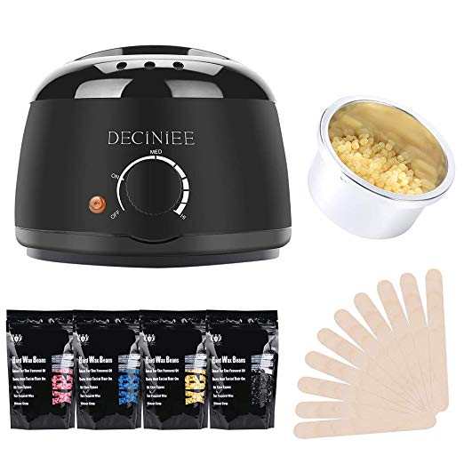 Wax Warmer Painless Hair Removal Waxing Kit for Women Electric Hot Wax Melt Warmer Depilatory Wax Heater Kit with 4 Hard Wax Beans and 10 Wax Applicator Sticks