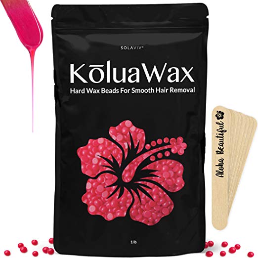 Hard Wax Beans for Painless Hair Removal (All In One Body Formula) Our Versatile Pink Best Loved by KoluaWax for Face, Bikini, Legs, Underarm, Back, Chest. Large Refill Pearl Beads for Wax Warmer Kit.