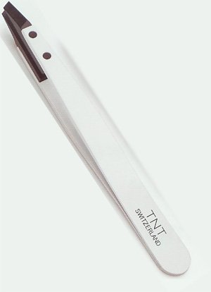 Tnt/rubis Tweezer - White Handle With Polymer Slant Tips