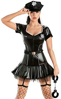 Escante Sexy Police Officer Cop Shiny Tutu Womens Halloween Costume XL