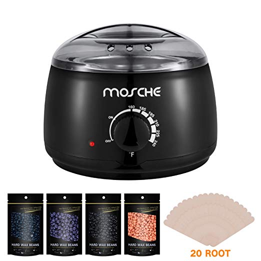 Wax Warmer Hair Removal Kit, Professional Wax Heater Pot Self-Waxing Spa 3 Flavors Hard Wax Beans + 10 Wax Applicator Sticks Upgraded Temperature Setting Electric Wax Heater Home Waxing (32IN)