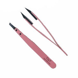 Tnt/rubis Tweezer - Pink Handle With Polymer Slant Tips