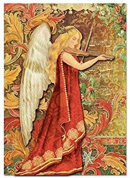 Punch Studio Musical Angel Christmas Dimensional Holiday Boxed Greeting Cards with Embellishments (Set of 12)