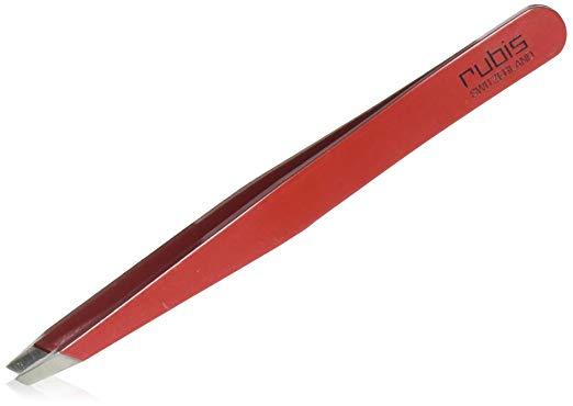 Rubis Switzerland Slanted Tip Tweezer-Red