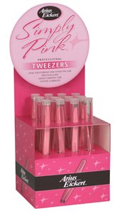 Arius Eickert Tweezer Pink Slanted Tip * 12 Piece Display * Breast Cancer Awareness*all Slant Tipped